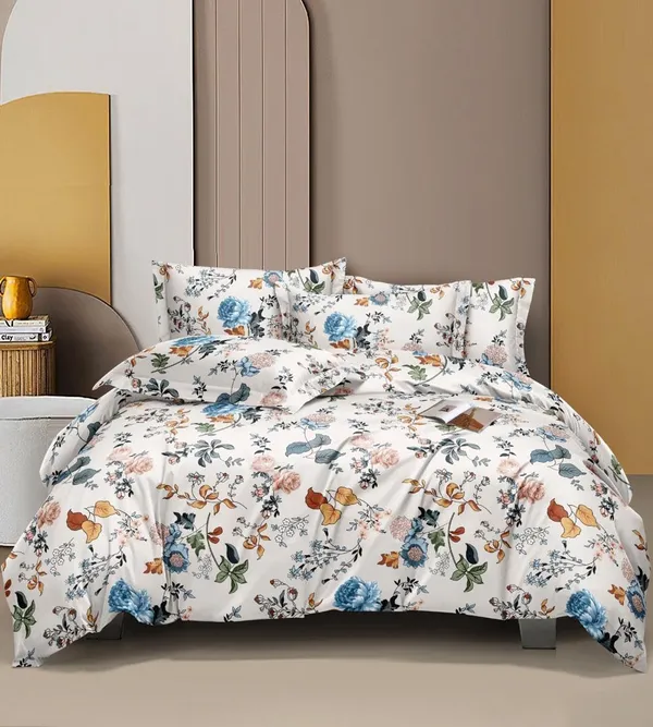 Multi_Floral__Premium_Cotton_Queen_Size_Printed_Double_Bedsheet_With-Two_Pillow_Covers_90_Inchesx100_Inches