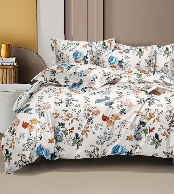 Multi_Floral__Premium_Cotton_Queen_Size_Printed_Double_Bedsheet_With-Two_Pillow_Covers_90_Inchesx100_Inches