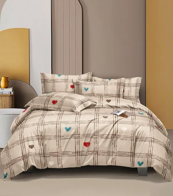 Beige_Striped__Premium_Cotton_Queen_Size_Printed_Double_Bedsheet_With-Two_Pillow_Covers_90_Inchesx100_Inches