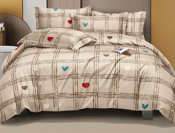 Beige_Striped__Premium_Cotton_Queen_Size_Printed_Double_Bedsheet_With-Two_Pillow_Covers_90_Inchesx100_Inches