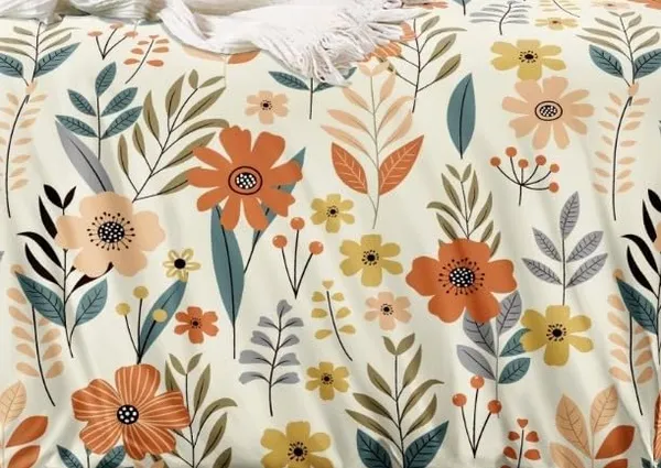 Cream_Floral__Premium_Cotton_Queen_Size_Printed_Double_Bedsheet_With-Two_Pillow_Covers_90_Inchesx100_Inches