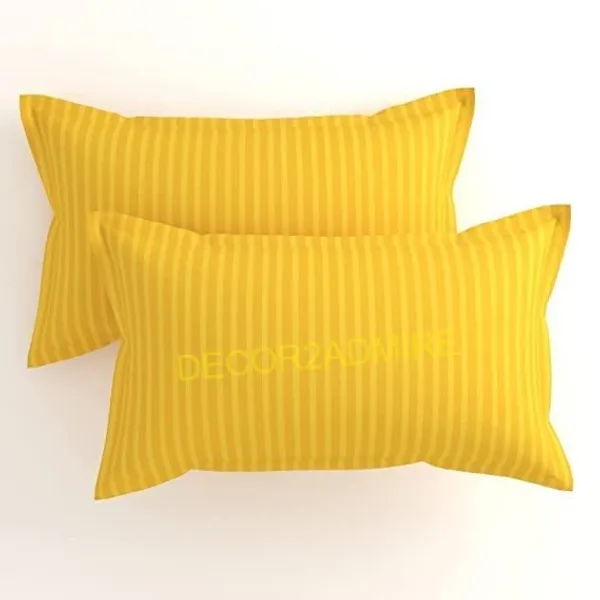 Yellow__Cotton_Plain_Satin_Stripe_King_Size_Ultra_Soft_Pillow_Covers_Or_Cases(20''x30'')(Set-Of-4)