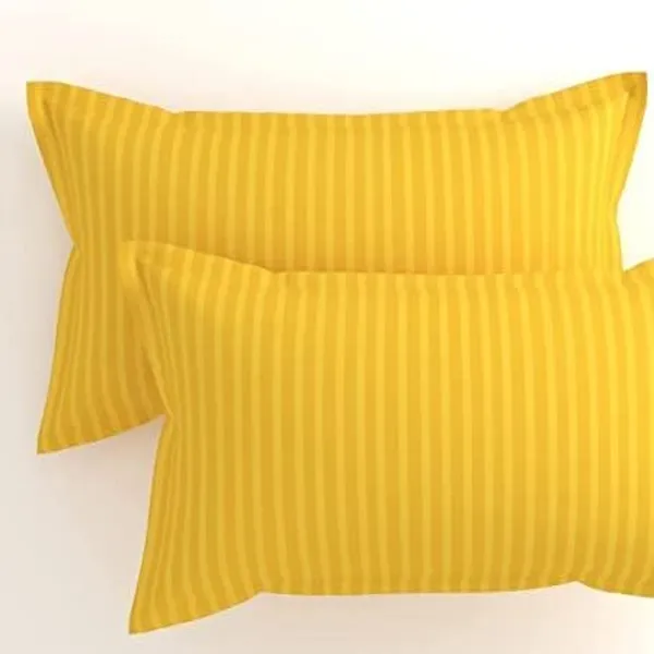 Yellow__Cotton_Plain_Satin_Stripe_King_Size_Ultra_Soft_Pillow_Covers_Or_Cases(20''x30'')(Set-Of-4)