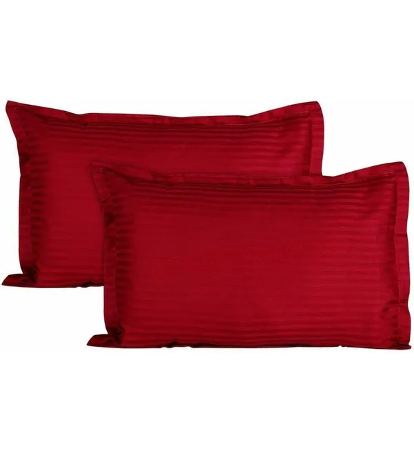 Red__Cotton_Plain_Satin_Stripe_King_Size_Ultra_Soft_Pillow_Covers_Or_Cases(20''x30'')(Set-Of-4)
