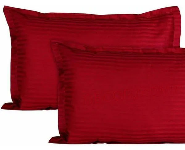 Red__Cotton_Plain_Satin_Stripe_King_Size_Ultra_Soft_Pillow_Covers_Or_Cases(20''x30'')(Set-Of-4)