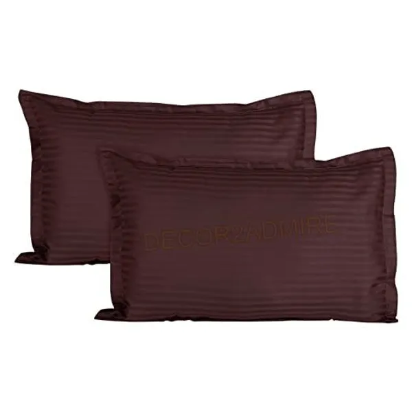 Brown__Cotton_Plain_Satin_Stripe_King_Size_Ultra_Soft_Pillow_Covers_Or_Cases(20''x30'')(Set-Of-2)