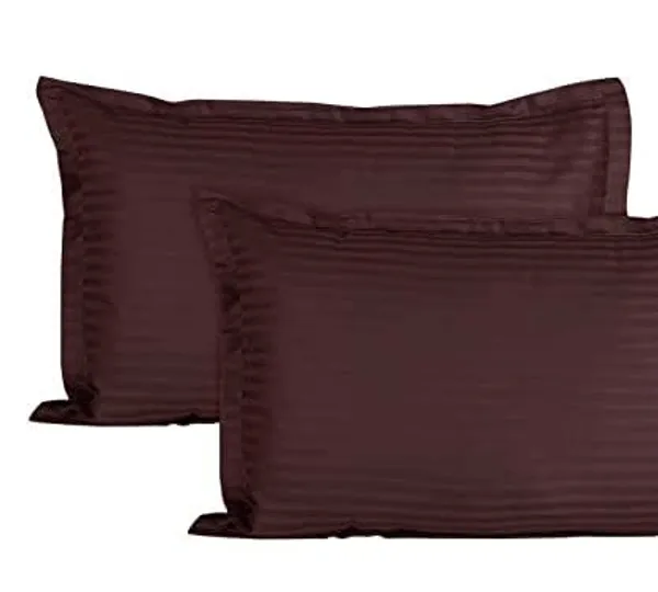 Brown__Cotton_Plain_Satin_Stripe_King_Size_Ultra_Soft_Pillow_Covers_Or_Cases(20''x30'')(Set-Of-4)