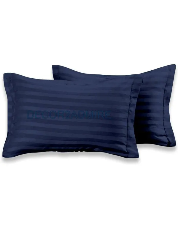 Blue__Cotton_Plain_Satin_Stripe_King_Size_Ultra_Soft_Pillow_Covers_Or_Cases(20''x30'')(Set-Of-2)