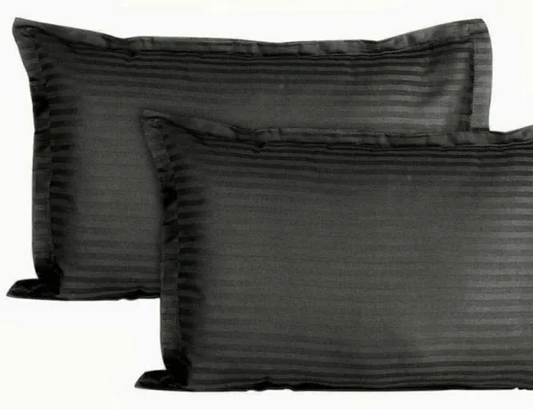 Black__Cotton_Plain_Satin_Stripe_King_Size_Ultra_Soft_Pillow_Covers_Or_Cases(20''x30'')(Set-Of-2)