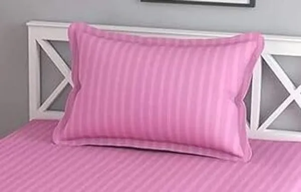 Baby_Pink__Cotton_Plain_Stripe_Single_Bedsheet_With_One_Pillow_Cover(63*100_Inches)(Pack_Of_1)