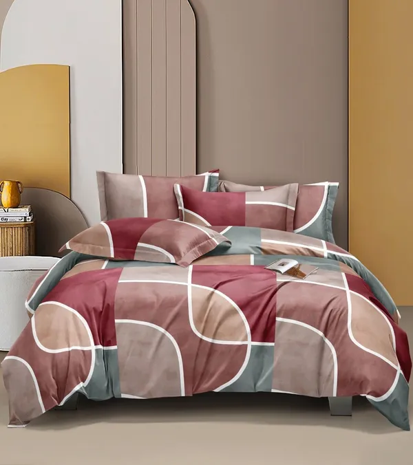Red_Multi_Printed__Soft_Glace_Cotton_Queen_Size_Abstract_Printed_Premium_Double_Bedsheet_With-Two_King_Size_Pillow_Covers(90''x100'')