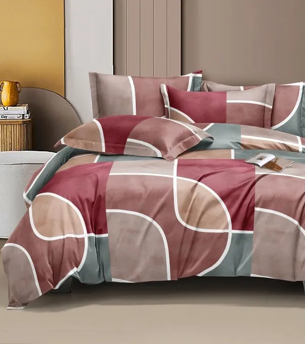 Red_Multi_Printed__Soft_Glace_Cotton_Queen_Size_Abstract_Printed_Premium_Double_Bedsheet_With-Two_King_Size_Pillow_Covers(90''x100'')