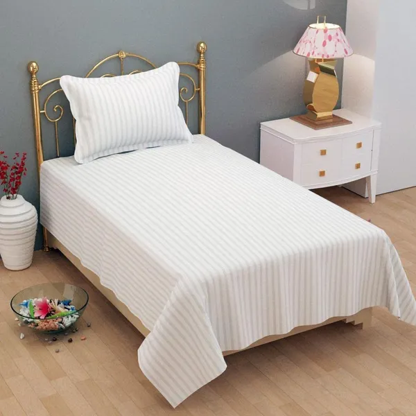 White__Glace_Cotton_All_Round_Elastic_Fitted_Plain_Stripe_Single_Bedsheet_With-1_Pillow_Cover_Fits_Upto-6''_Mattress(60"x90")