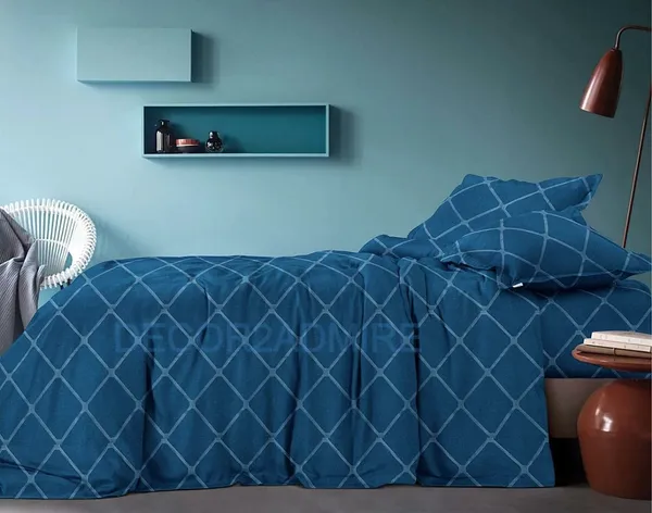 Royal_Blue_-_Solid_Geometric_Glace_Cotton_All_Round_Elastic_Fitted_Queen_Size_Double_Bedsheet_With-2_Pillow_Covers-72"x78"(90*100'')