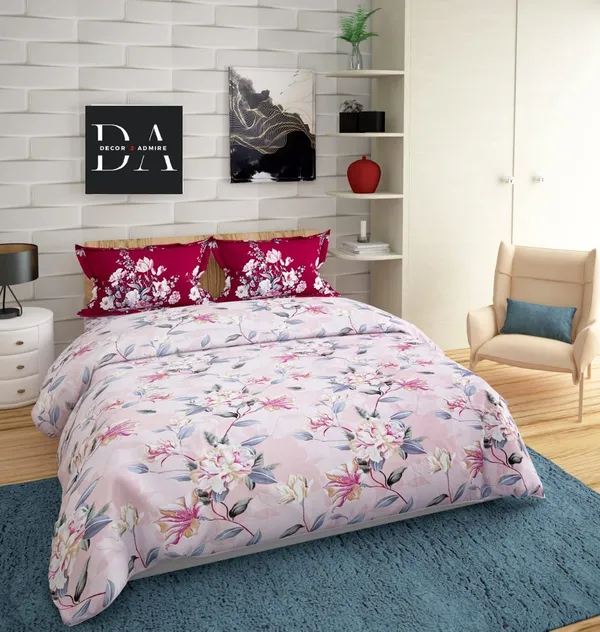 Pink_And_Red_Glace_Cotton_Printed_Super_King_Size_Double_Bedsheet_For_Double_Bed_With-2_Pillow_Covers,108*108''
