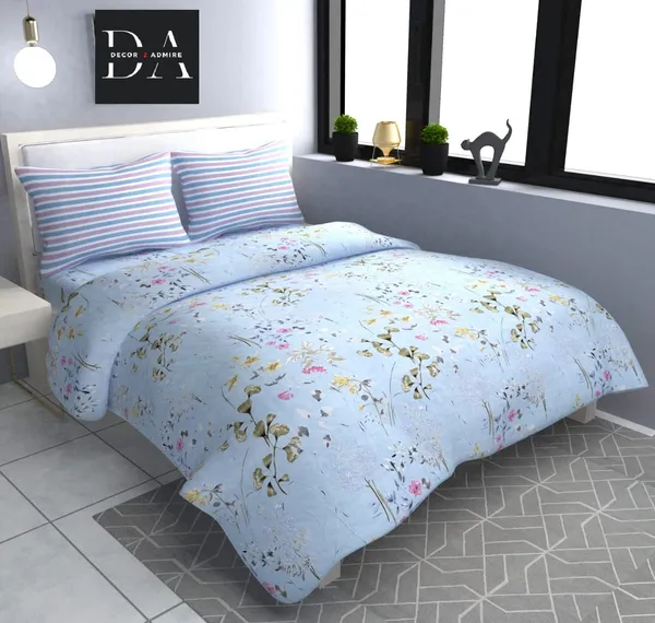 Blue_Soft_Glace_Cotton_Contrast_Floral_King_Size_Double_Bedsheet_For_Double_Bed_With-Two_Pillow_Covers(108*108_Inches)