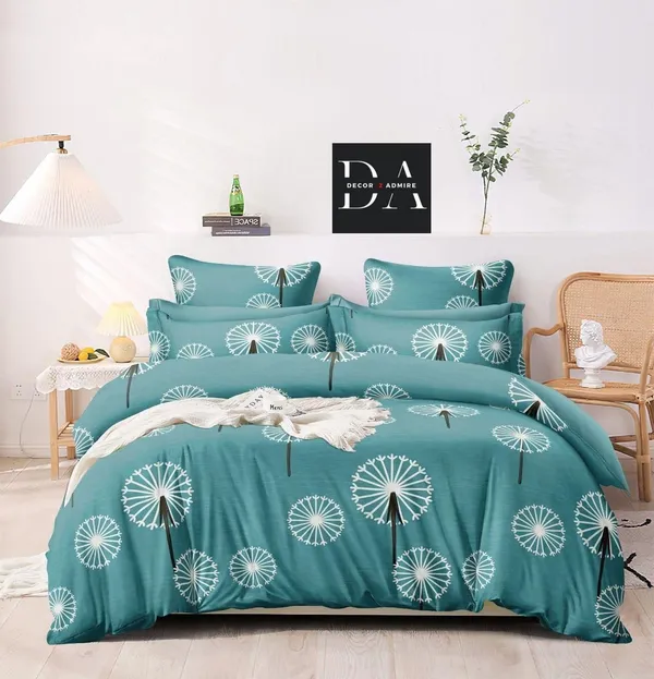 Sea_Green_Glace_Cotton_Printed_Super_King_Size_Double_Bedsheet_For_Double_Bed_With-2_Pillow_Covers,King_Size_Bedsheet_Series,108x108''
