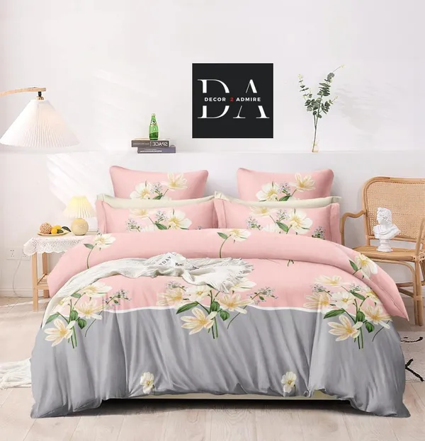 Grey_Floral_Glace_Cotton_Printed_Super_King_Size_Double_Bedsheet_With-Two_Pillow_Covers,_108x108_Inches_Or_9_Feetx9_Feet
