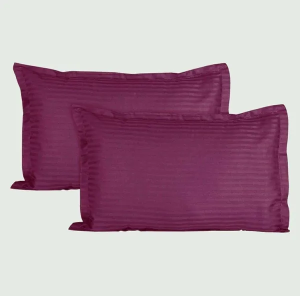 Purple_108*108''_Pure_Cotton_Plain_Stripe_King_Size_Double_Bedsheet_For_Double_Bed_With-2_Pillow_Covers(Super_King,_)(108*108'')