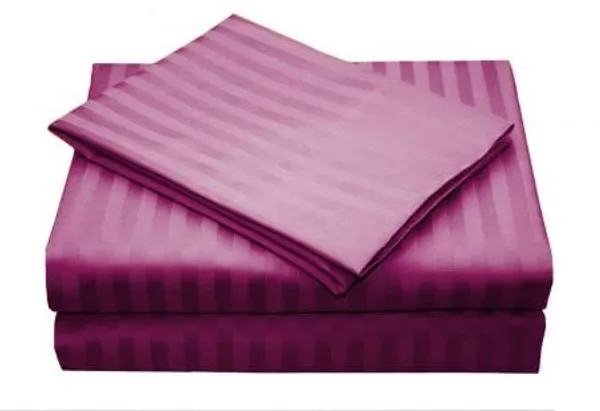 Purple_108*108''_Pure_Cotton_Plain_Stripe_King_Size_Double_Bedsheet_For_Double_Bed_With-2_Pillow_Covers(Super_King,_)(108*108'')