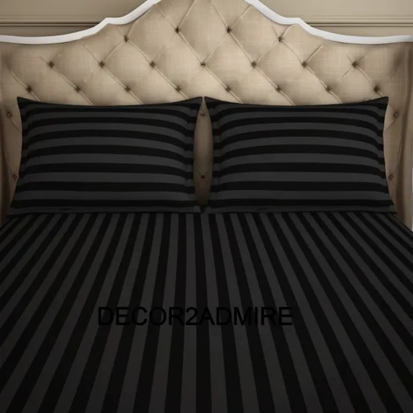 Black_Pure_Cotton_Plain_Stripe_King_Size_Double_Bedsheet_For_Double_Bed_With-Two_Pillow_Covers(Super_King,)(108*108_Inches)