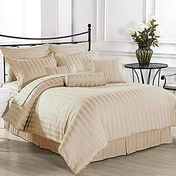 Beige_Demand_Mania_Cotton_Super_Plain_Stripe_King_Size_Double_Bedsheet_With_2_Pillow_Covers_(108X108_Inch)
