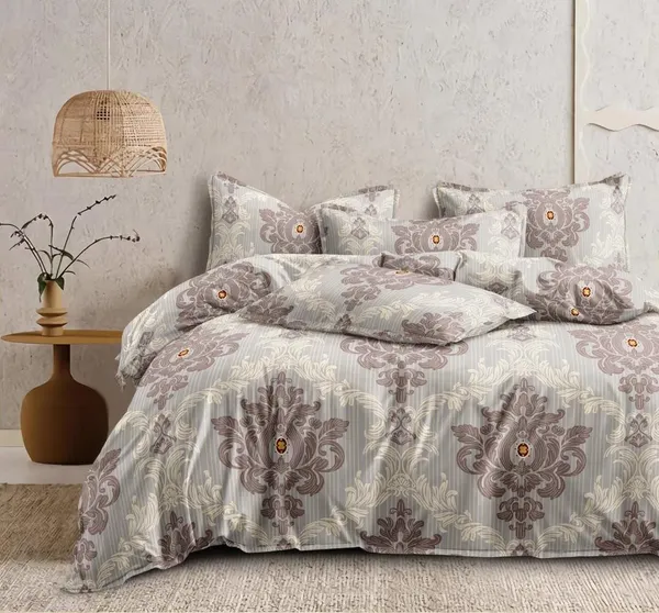 Grey_Floral_Abstract_Premium_Glace_Cotton_Printed_Super_King_Size_Double_Bedsheet_With-2_Pillow_Covers,_108*108''