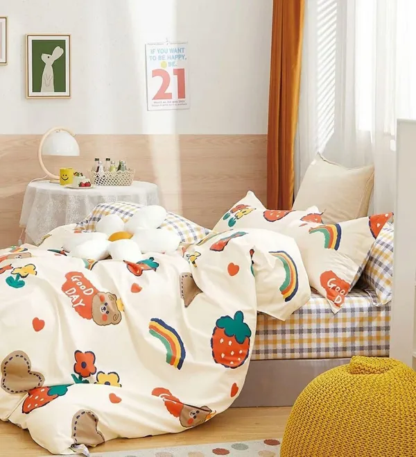 Cream_Printed_Kids_Special_Premium_Glace_Cotton_350_Queen_Size_Double_Bedsheet_With-2_Pillow_Covers_Set(90"x100")