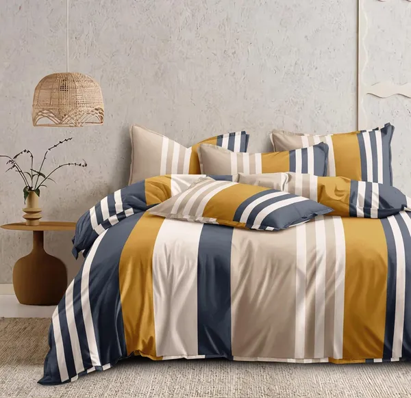 Multicolor_Minimal_Stripe_-_Glace_Cotton_All_Round_Elastic_Fitted_Super_King_Size_Double_Bedsheet_With-2_Pillow_Covers(108*108"_Or_78x72")