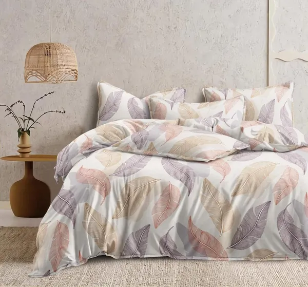 DECOR2ADMIRE_300_TC_Super_King_Size_Glace_Cotton_Printed_Bedsheet_with_2_Pillow_Covers_-_108"_x_108"_(275cm_x_275cm)_(Multi_Leaf_Printed)