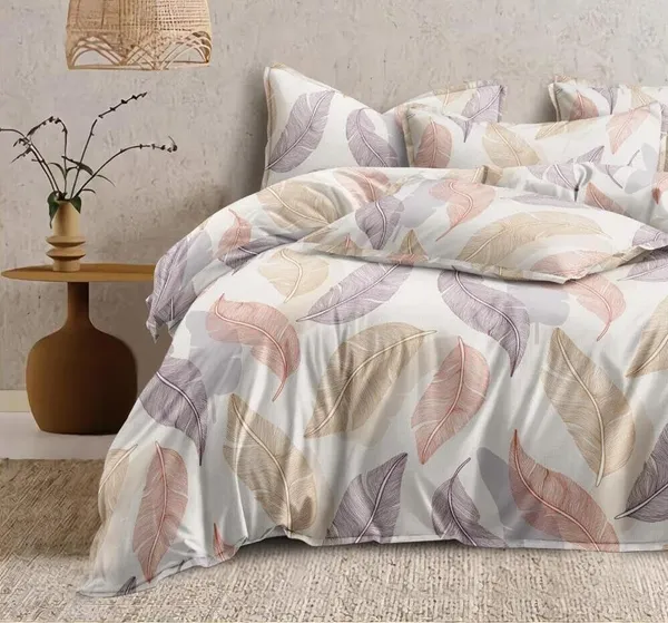 DECOR2ADMIRE_300_TC_Super_King_Size_Glace_Cotton_Printed_Bedsheet_with_2_Pillow_Covers_-_108"_x_108"_(275cm_x_275cm)_(Multi_Leaf_Printed)