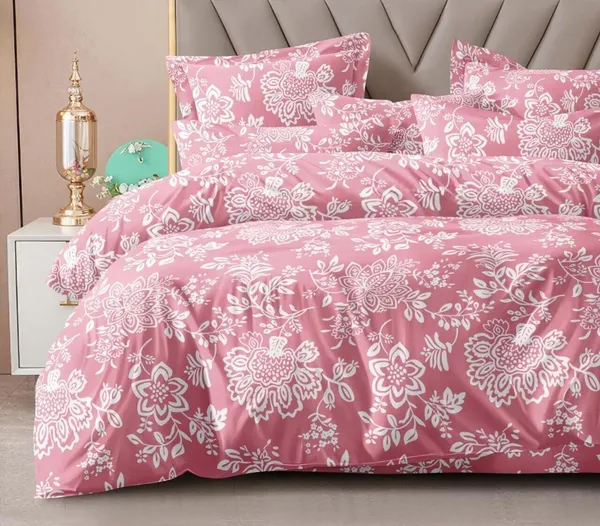 Pink_Floral_Premium_Glace_Cotton_Printed_Super_King_Size_Double_Bedsheet_With-2_Pillow_Covers,_108*108''