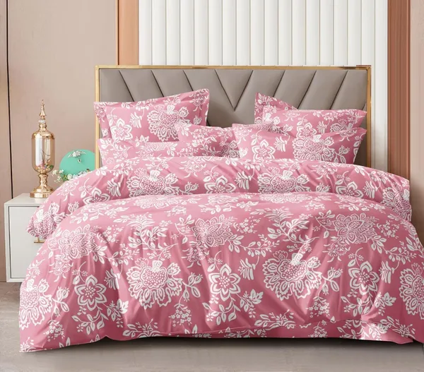 Pink_Floral_Premium_Glace_Cotton_Printed_Super_King_Size_Double_Bedsheet_With-2_Pillow_Covers,_108*108''