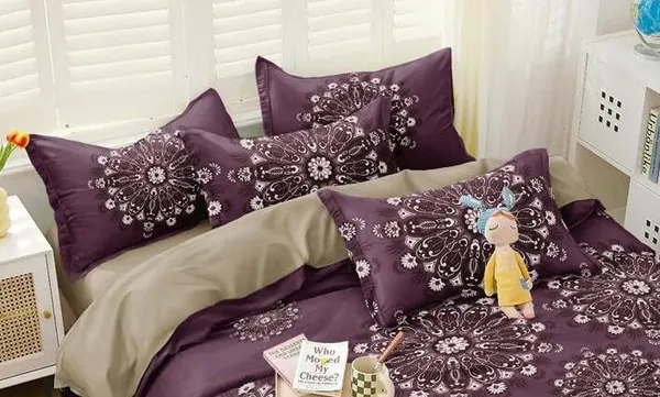 Wine_Floral__Cotton_Queen_Size_Printed_Double_Bedsheet_With-Two_Pillow_Covers(_60"x78"_+8"_Fitted)
