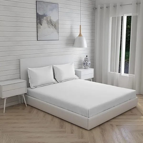 White_Cotton_Plain_Queen_Size_Double_Bedsheet_For_Double_Bed_With-Two_Pillow_Covers(Queen,_)(90*100_Inches)