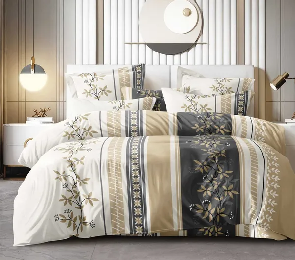 Beige_Multi_Floral_Glace_Cotton_Printed_Super_King_Size_Double_Bedsheet_For_Double_Bed_With-2_Pillow_Covers,108*108''