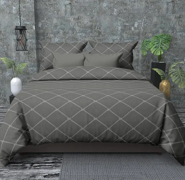 Grey__Glace_Cotton_Solid_Lines_Bedsheet_For_Double_Bed_With_2_Pillow_Covers(90*100_Inches)