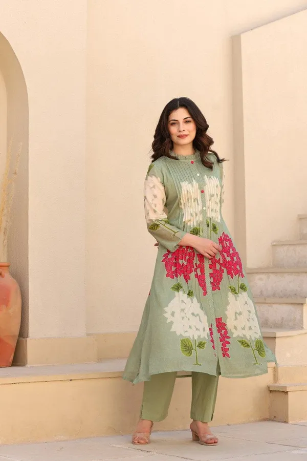 Charm_Green_Designer_Cotton_Kurti_Set