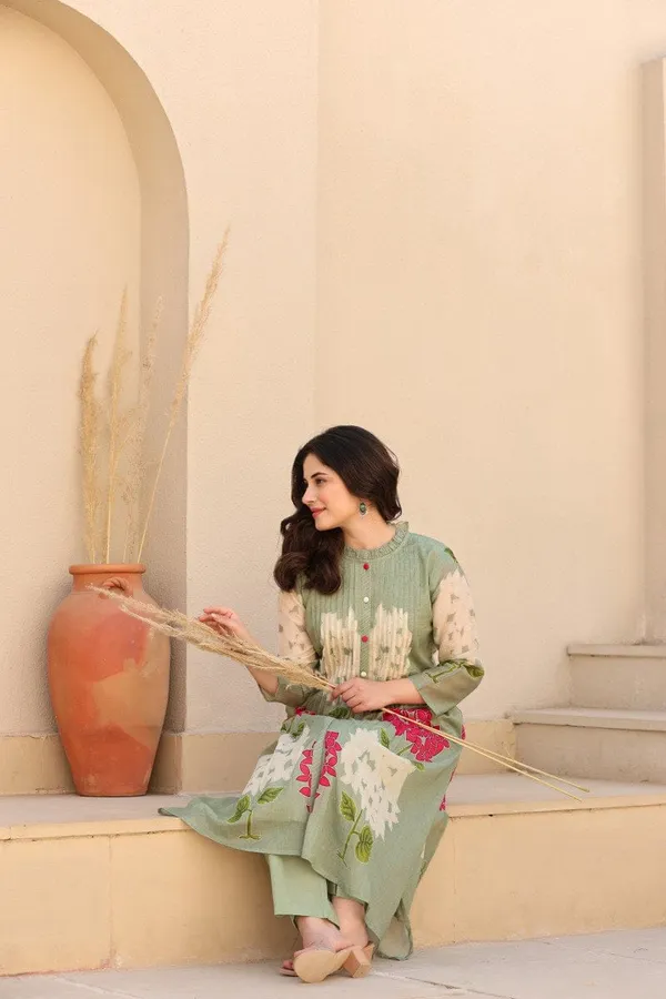 Charm_Green_Designer_Cotton_Kurti_Set