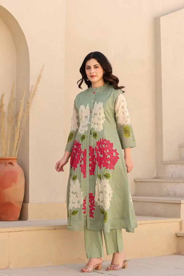 Charm_Green_Designer_Cotton_Kurti_Set