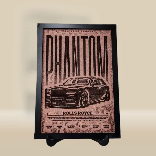 Rolls_Royce_Phantom_Beige_Wood_Engraved_Wall_Frame_|_Car_Theme_|_For_Wall_Decoration