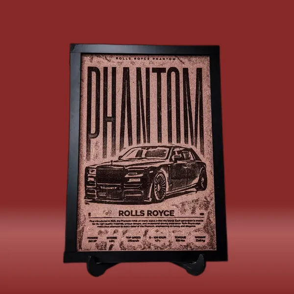 Rolls_Royce_Phantom_Beige_Wood_Engraved_Wall_Frame_|_Car_Theme_|_For_Wall_Decoration