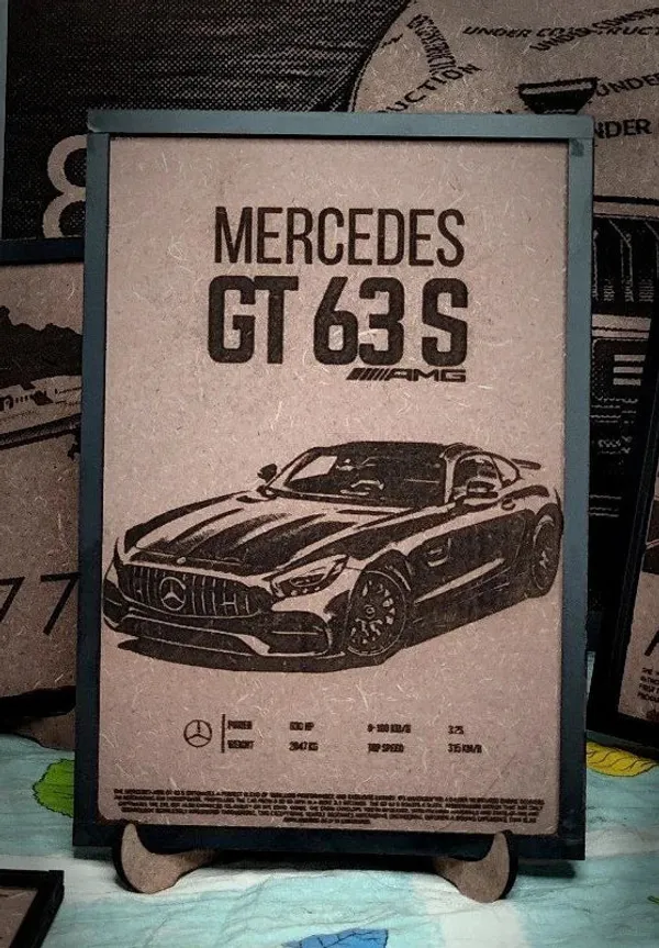 Mercedes_GT_63S_Beige_Wood_Engraved_Wall_Frame_|_Car_Theme_|_For_Wall_Decoration