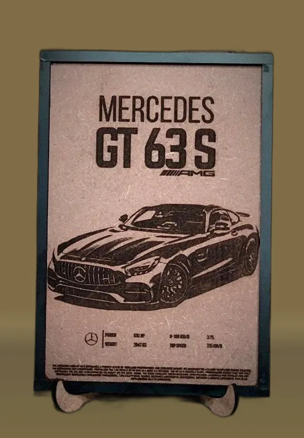 Mercedes_GT_63S_Beige_Wood_Engraved_Wall_Frame_|_Car_Theme_|_For_Wall_Decoration