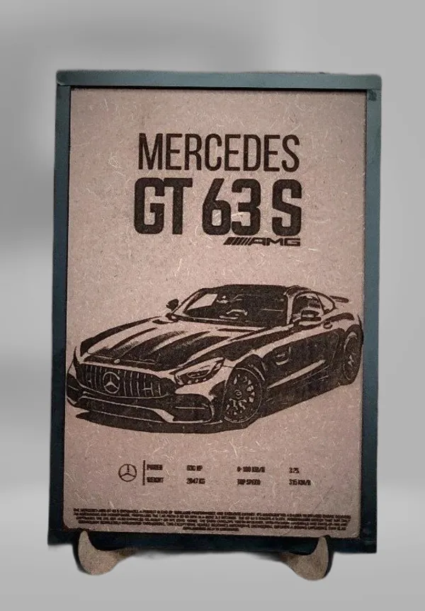 Mercedes_GT_63S_Beige_Wood_Engraved_Wall_Frame_|_Car_Theme_|_For_Wall_Decoration