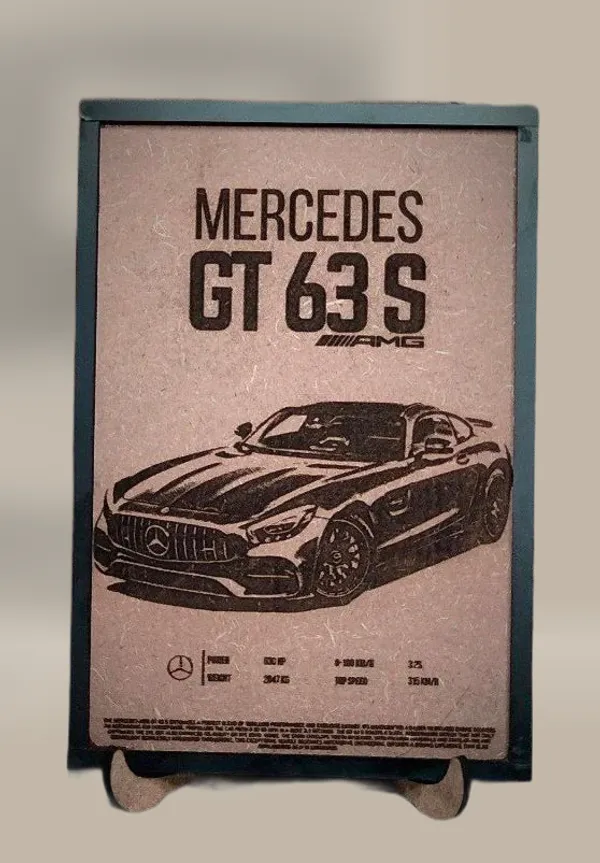 Mercedes_GT_63S_Beige_Wood_Engraved_Wall_Frame_|_Car_Theme_|_For_Wall_Decoration