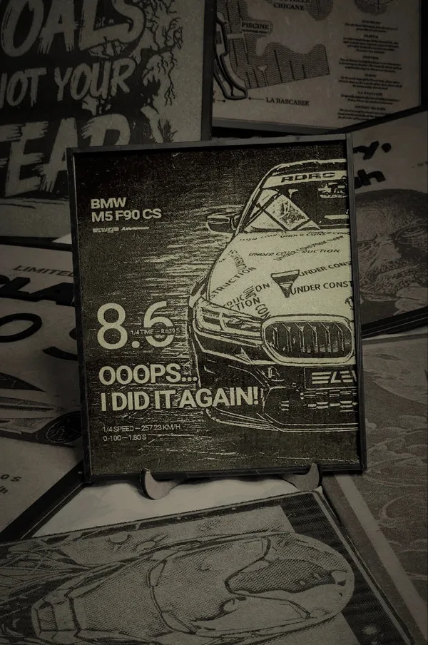 Bmw_M5_Green_Wood_Engraved_Wall_Frame_|_Car_Theme_|_For_Wall_Decoration