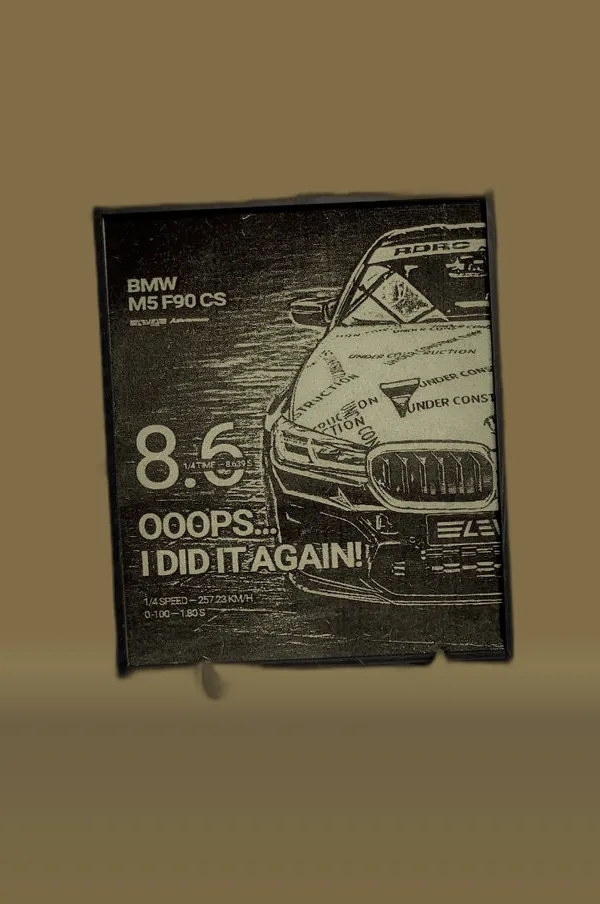 Bmw_M5_Green_Wood_Engraved_Wall_Frame_|_Car_Theme_|_For_Wall_Decoration