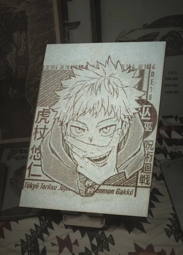 Yuji_Itadori_Green_Wood_Engraved_Wall_Frame_|_Anime_Theme_|_For_Wall_Decoration