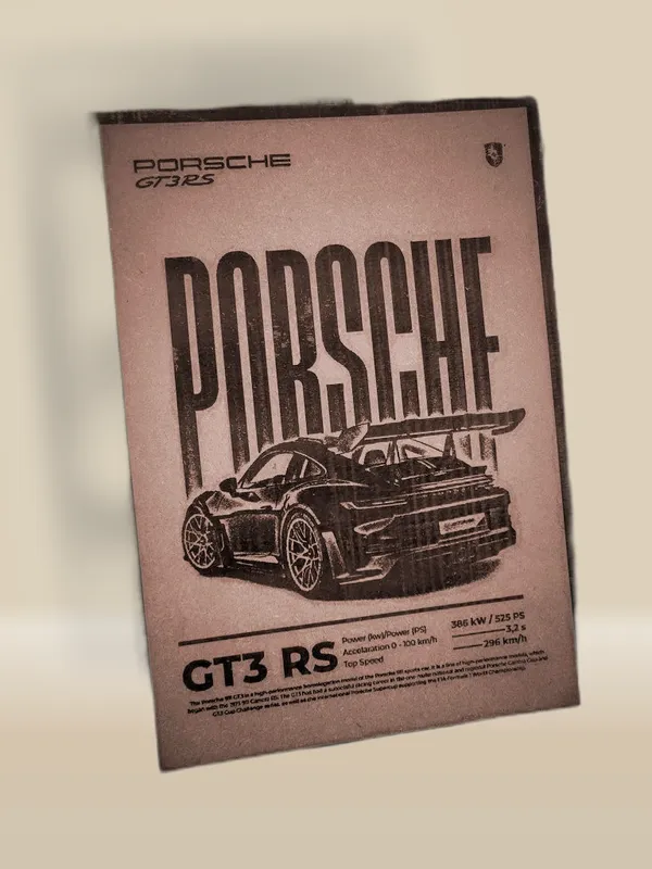 Porsche_Gt3Rs_Beige_Wood_Engraved_Wall_Frame_|_Car_Theme_|_For_Wall_Decoration